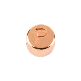 Lettera perlina P oro rosa 7mm placcato oro rosa
