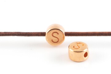 Letter Bead S rose gold 7mm rose gold plated
