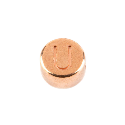 Buchstabenperle Buchstabe U rosegold 7mm 24K vergoldet