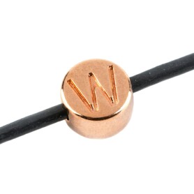Letter Bead W rose gold 7mm rose gold plated