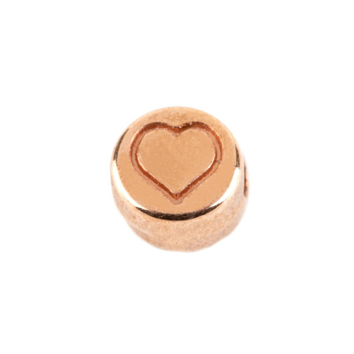 Letter bead Symbol Heart rose gold 7mm 24K rose gold plated