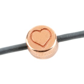 Letter Bead Heart rose gold 7mm rose gold plated