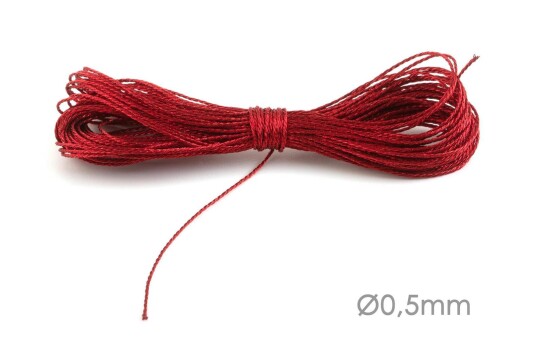 Cordón de joyería de cinta de Macrame metálico Ø0.5mm Rojo