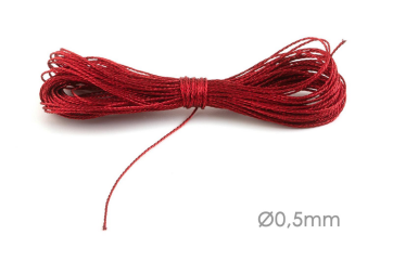 Metallic Macrame ribbon jewelry cord Ø0.5mm Red