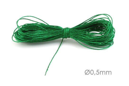 Metallic Macrame ribbon jewelry cord Ø0.5mm Green