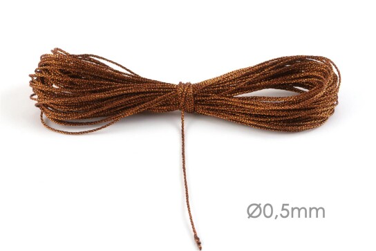 Metallic Macrame ribbon jewelry cord Ø0.5mm Chocolate
