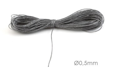 Cordón de joyería de cinta de Macrame metálico Ø0.5mm Plata vieja