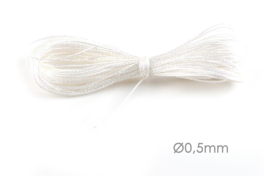 Cordón de joyería de cinta de Macrame metálico Ø0.5mm Blanco