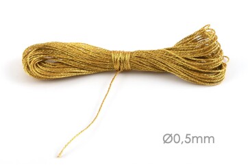 Cordón de joyería de cinta de Macrame metálico Ø0.5mm Oro Amarillo