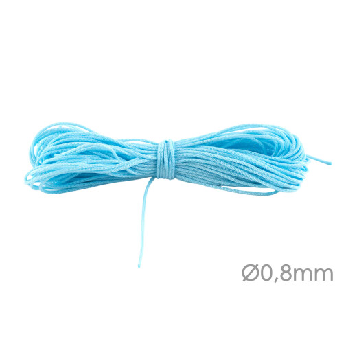 Cordón de poliéster con cinta de Macrame Ø0.8mm Azul celeste