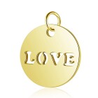 Pendentif en acier inoxydable LOVE 12mm or avec anneau de saut