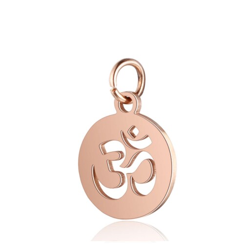 Colgante de acero inoxidable símbolo Om 14mm de oro rosa con anillo de salto