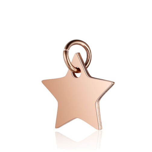 Stainless steel pendant Star 11x12mm rose gold with jump ring