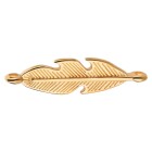 Zamak pendant/connector Feather gold 29x8mm 24K gold plated