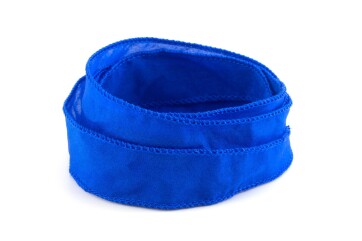 Handgefertigtes Habotai-Seidenband Kobaltblau 20mm breit
