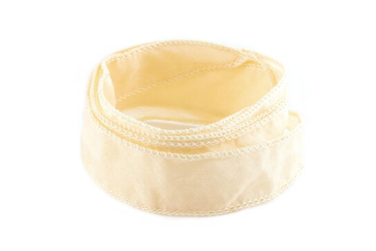 Ruban de soie Habotai fait main Crème 20mm de large