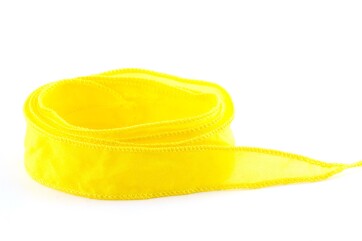 Handgefertigtes Habotai-Seidenband Zitronengelb 20mm breit