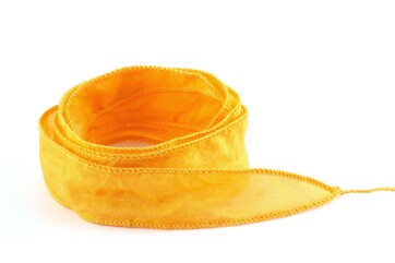 Handgefertigtes Habotai-Seidenband Hellorange 20mm breit