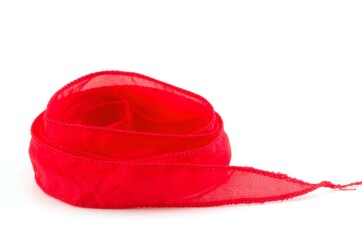 Handmade Habotai silk ribbon Poppy Red 20mm wide