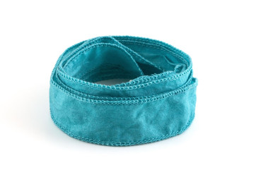 Handmade Habotai silk ribbon Water Blue 20mm wide
