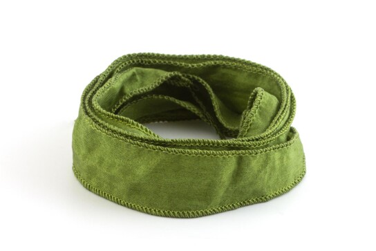 Handmade Habotai silk ribbon Pistachio 20mm wide