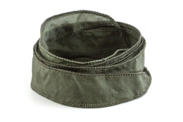 Cinta de seda Habotai hecha a mano Gris oliva de 20mm de...