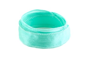 Handgefertigtes Crêpe Satin Seidenband Pastell Mint 20mm breit
