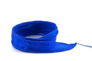 Handgefertigtes Crêpe Satin Seidenband Kobaltblau 20mm breit
