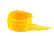 Nastro di seta Crêpe Satin Giallo cucito e tinto a mano 20mm di larghezza