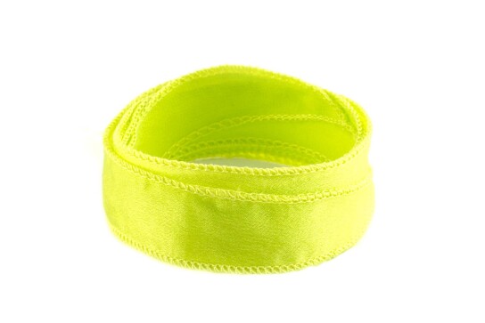 Handgefertigtes Crêpe Satin Seidenband Lime 20mm breit