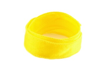 Handgefertigtes Crêpe Satin Seidenband Zitronengelb 20mm breit