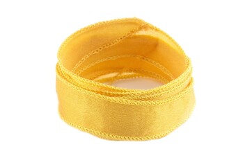 Handmade Crêpe Satin silk ribbon Mustard Yellow...