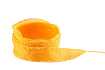 Ruban de soie Crêpe Satin fait main Orange clair 20mm de large