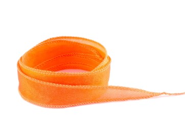 Handgefertigtes Crêpe Satin Seidenband Mandarine 20mm breit