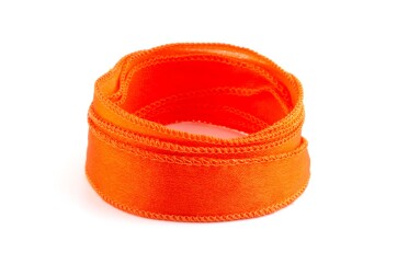 Handmade Crêpe Satin silk ribbon Dark Orange 20mm wide