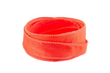 Handmade Crêpe Satin silk ribbon Salmon Orange 20mm...