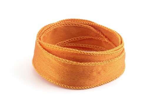 Handmade Crêpe Satin silk ribbon Ochre 20mm wide