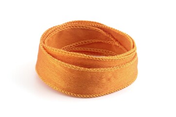 Handmade Crêpe Satin silk ribbon Ochre 20mm wide