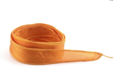 Handmade Crêpe Satin silk ribbon Ochre 20mm wide