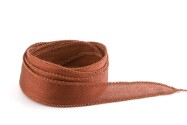 Nastro di seta Crêpe Satin Marrone chiaro cucito e tinto a mano 20mm di larghezza