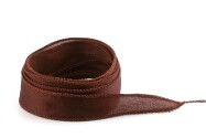 Handgemaakt Crêpe Satin zijden lint Chocoladebruin 20mm breed