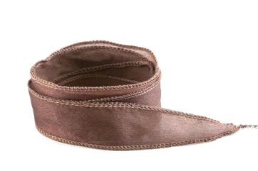 Handgemaakt crêpe satijn zijden lint Cappuchino 20mm breed