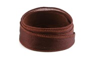 Cinta de seda Crêpe Satin hecha a mano Marrón oscuro 20mm de ancho