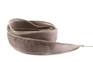 Ruban de soie Crêpe Satin fait main Taupe foncé 20mm de large