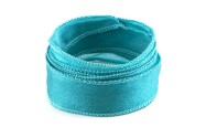 Handgefertigtes Crêpe Satin Seidenband Wasserblau 20mm breit