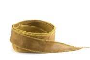 Handmade Crêpe Satin silk ribbon Olive Yellow 20mm wide
