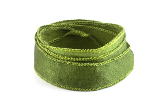 Handmade Crêpe Satin silk ribbon Pistachio 20mm wide