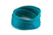 Handgefertigtes Crêpe Satin Seidenband Petrol 20mm breit