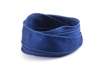 Handgefertigtes Crêpe Satin Seidenband Violettblau 20mm breit
