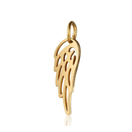 Roestvrijstalen hanger Vleugel 6x20mm Goud met bindring
